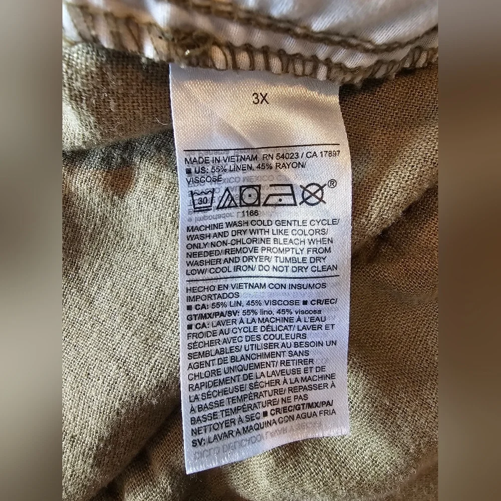 Old Navy Size 3X Linen Blend Hi-Rise Straight Pull On Comfy Waistband Green Pant - Picture 5 of 10